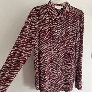 BODEN Silk Shirt, Maroon/White/Black, tiger print, S 4
